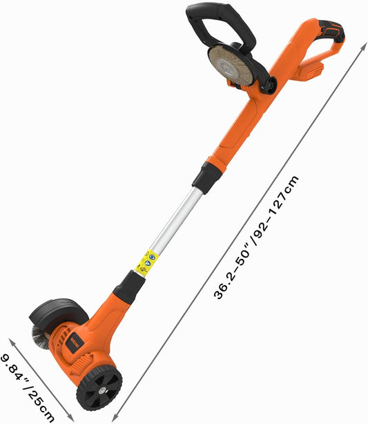 GARCARE 20V Cordless Patio Cleaner - Lightweight Driveway & Pavement Sweeper with Interchangeable Brushes, Adjustable Handle for Tile Gaps