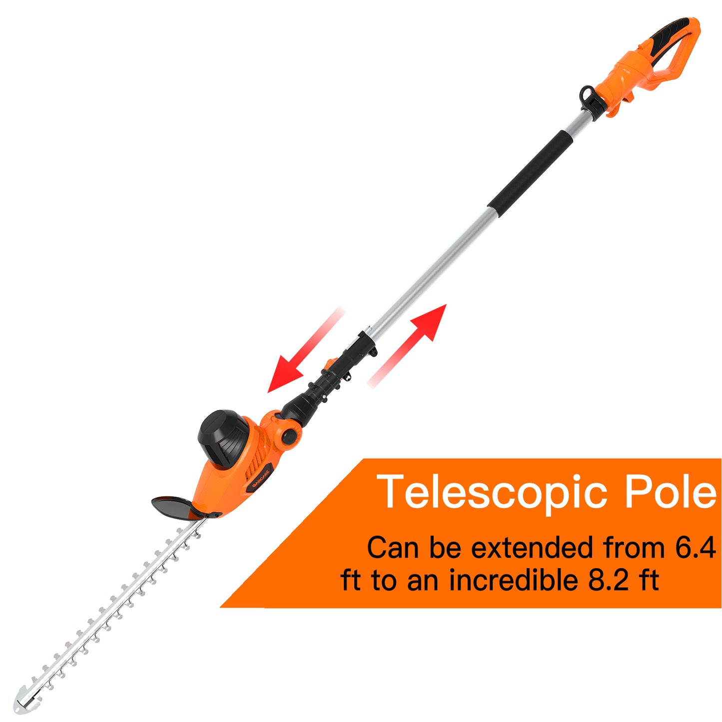 GARCARE Electric Pole Hedge Trimmer, Power Hedge Trimmer with 18 inch Dual-Action Laser Cut & Adjustable Cutting Head, 4.8Amp, 600W, Corded