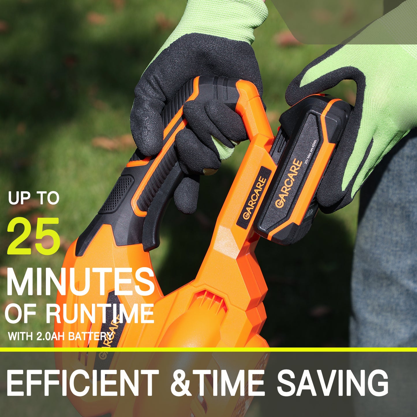 GARCARE 20V Leaf Blower Cordless-140MPH Air Speed Lightweight Blowers for Lawn Care Patio Sidewalk and Garage with 2.0Ah Battery and Fast Charger