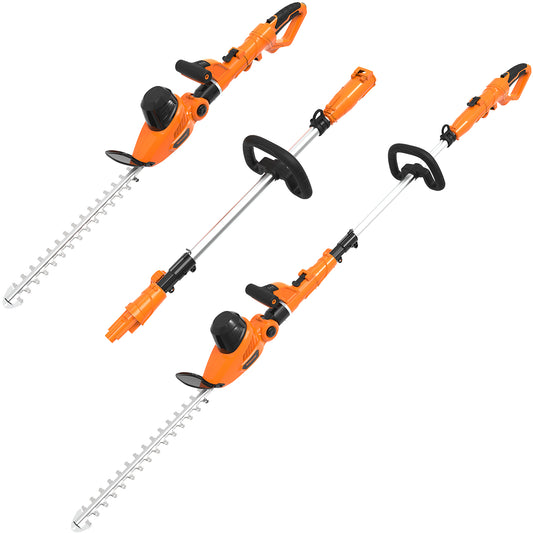 GARCARE 2 in 1 Hedge Trimmer Corded - Electric 4.8 Amp Hedge Clippers with 18-inch Laser Cut Blade, Orange & Black