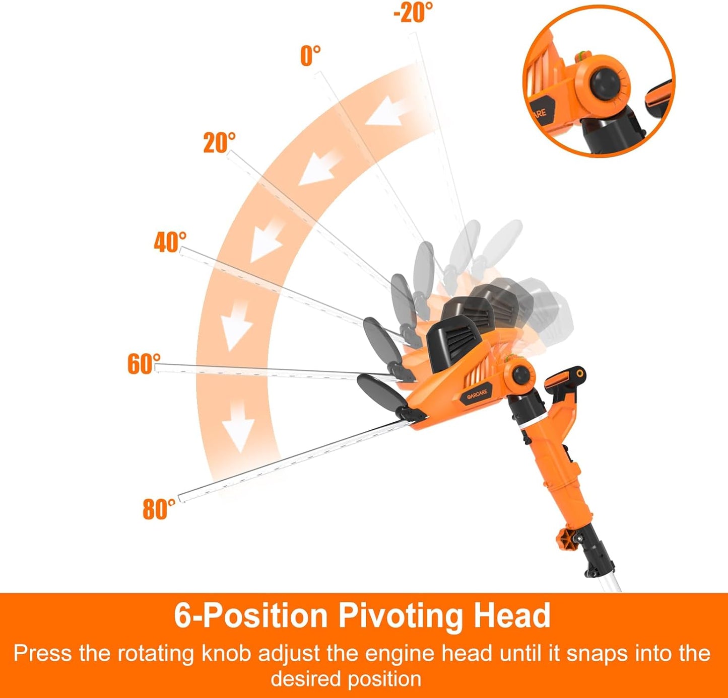 GARCARE 2 in 1 Hedge Trimmer Corded - Electric 4.8 Amp Hedge Clippers with 18-inch Laser Cut Blade, Orange & Black