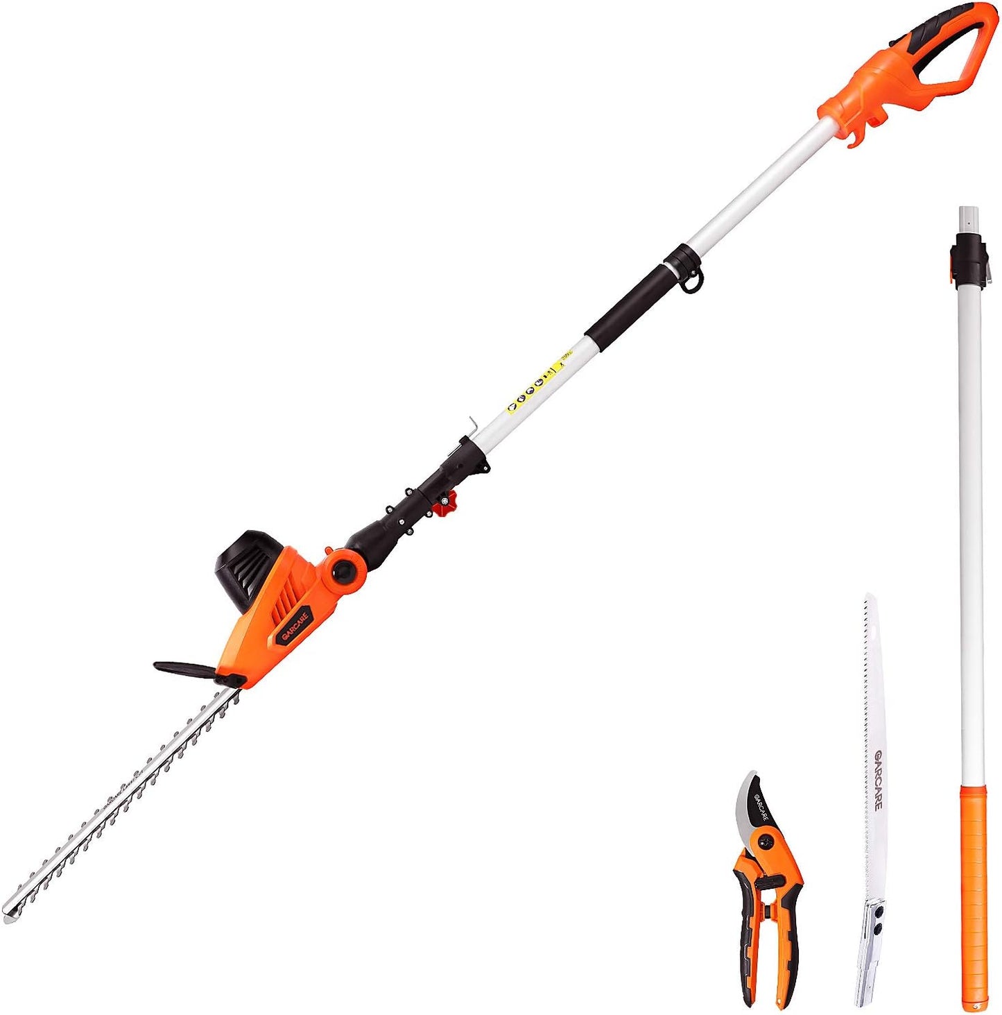 GARCARE Electric Hedge Trimmers, Corded 4.8A Pole Hedge Trimmer Set with 20 inch Laser Cut Blade