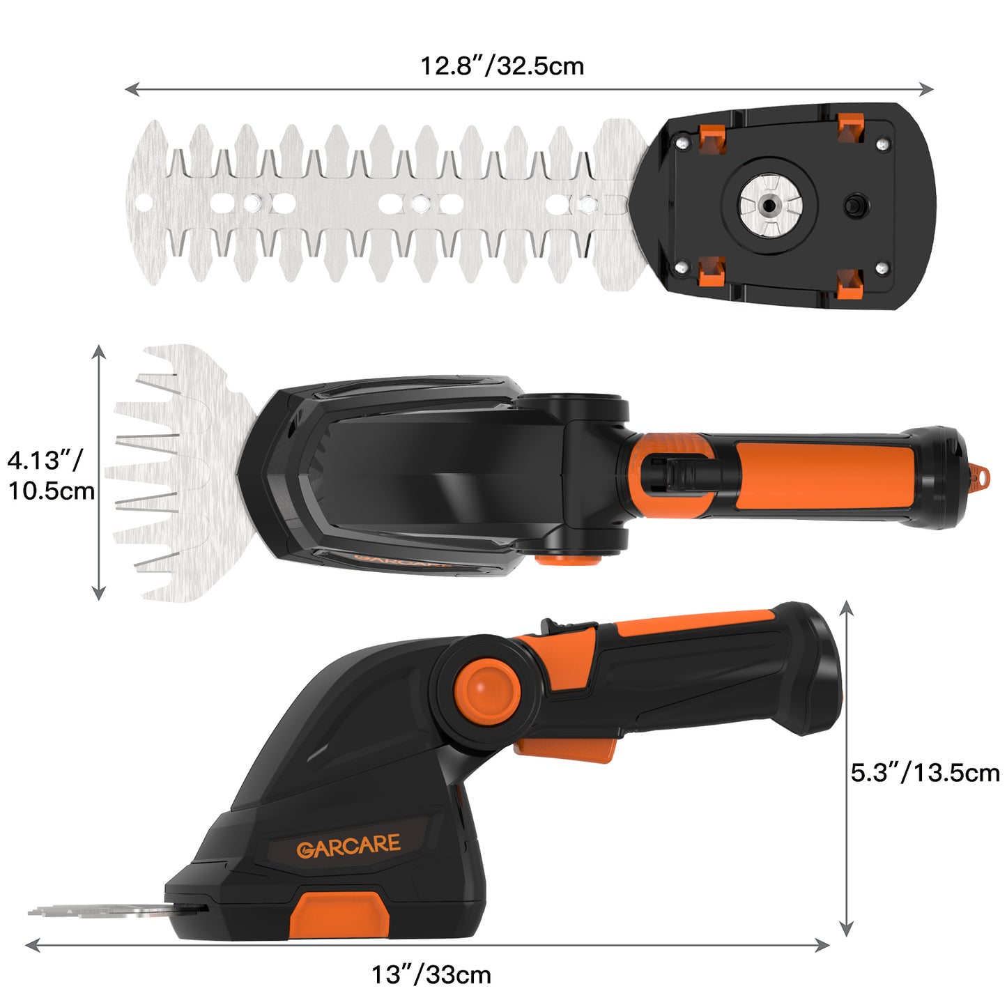 GARCARE 2 in 1 Grass Shears & Hedge Trimmer Cordless - Handheld Bush Trimmer & Grass Trimmer with 1500mAh Lithium-Ion Battery for Shrub, Garden, Grass and Lawn Cultivation