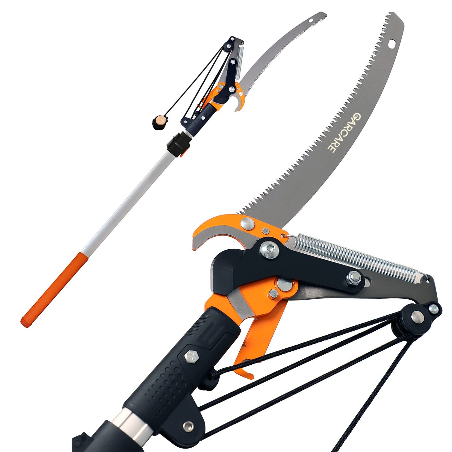 GARCARE 2 in 1 Pole Saw for Tree trimming & Tree Pruner Extendable Branch cutter with 1.57'' Cutting Capacity, Adjustable Length 4.8 - 6.9 Ft