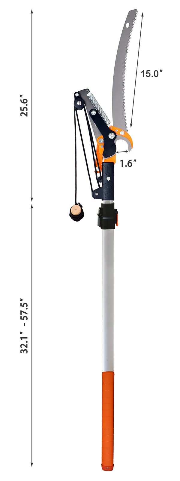 GARCARE 2 in 1 Pole Saw for Tree trimming & Tree Pruner Extendable Branch cutter with 1.57'' Cutting Capacity, Adjustable Length 4.8 - 6.9 Ft