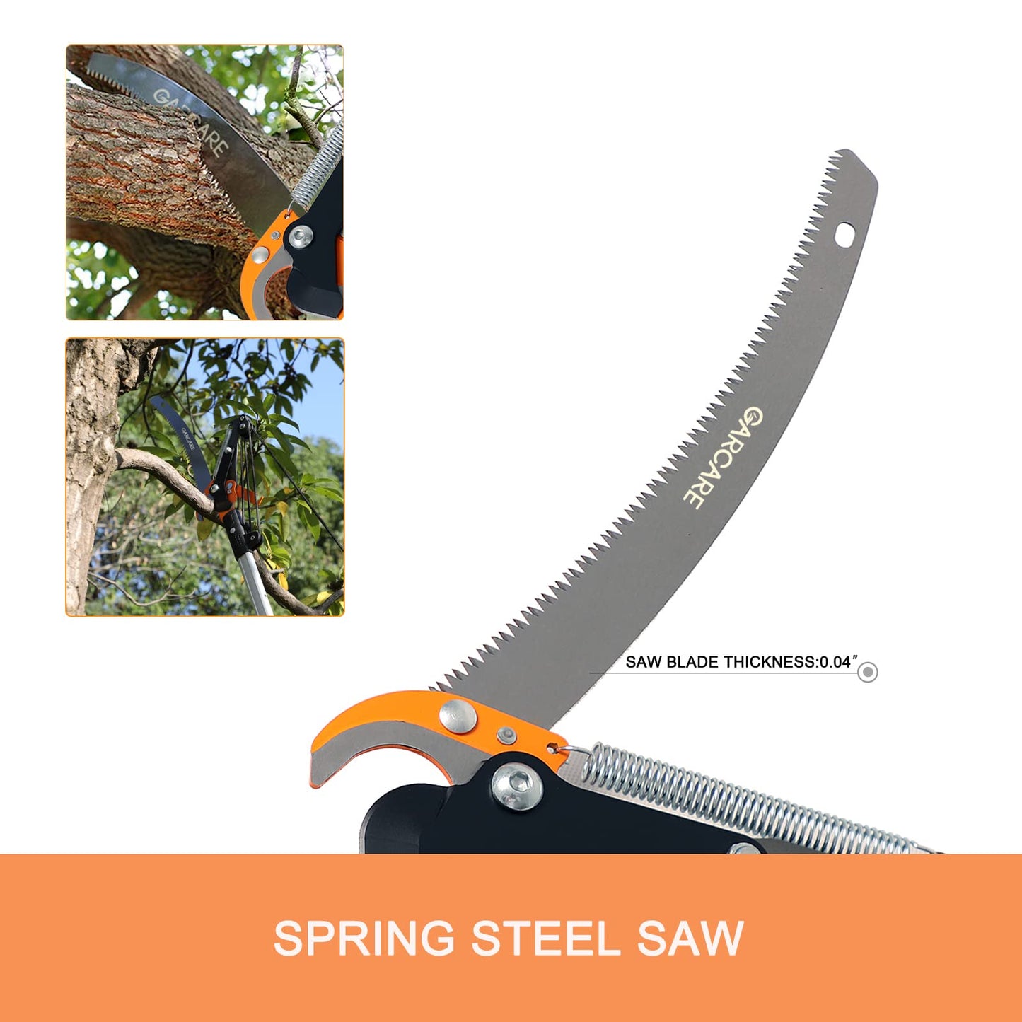 GARCARE 2 in 1 Pole Saw for Tree trimming & Tree Pruner Extendable Branch cutter with 1.57'' Cutting Capacity, Adjustable Length 4.8 - 6.9 Ft