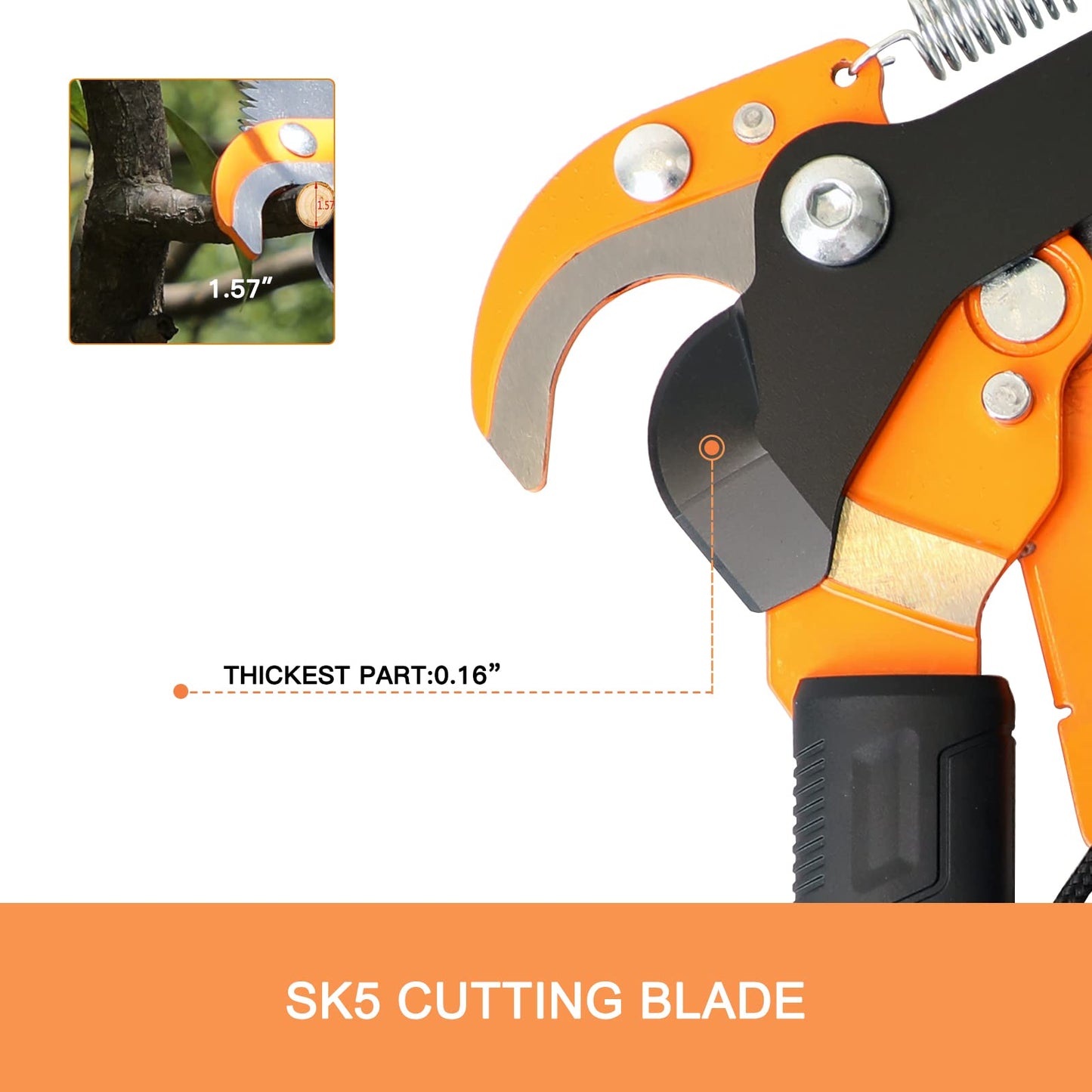 GARCARE 2 in 1 Pole Saw for Tree trimming & Tree Pruner Extendable Branch cutter with 1.57'' Cutting Capacity, Adjustable Length 4.8 - 6.9 Ft